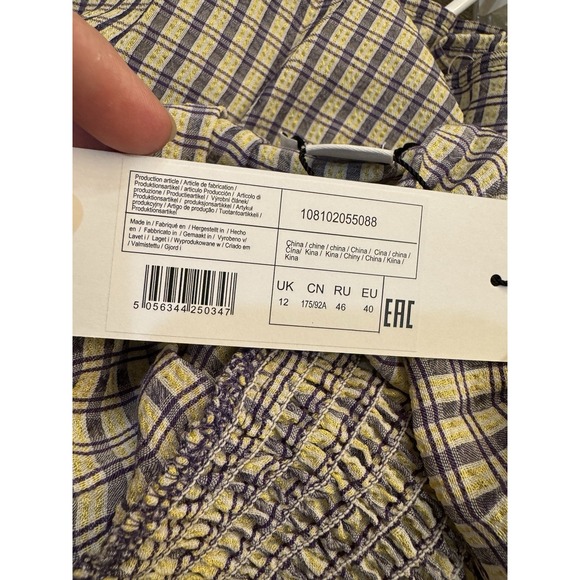 Labelrail‎ x Olivia & Alice milkmaid blouse with shirred waist in mini check 12 - Picture 6 of 8